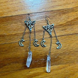 Dangling moon & crystal earrings